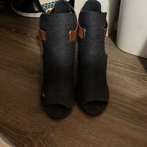 Blue denim booties